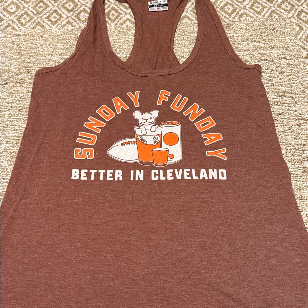 Sunday Funday Brown Graphic Tank Top - Better in Cleveland